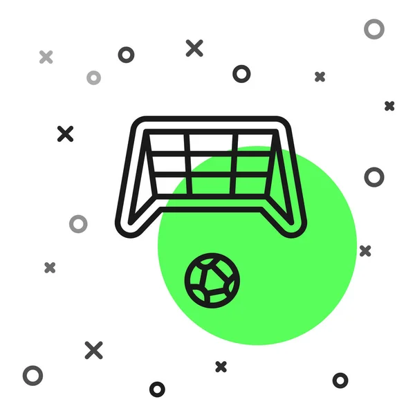 Black Line Soccer Goal Ball Icon Isolated White Background Vector — Stock Vector