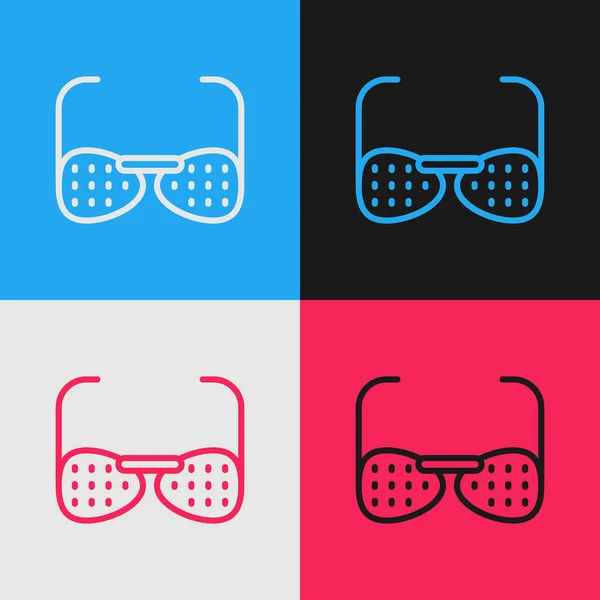 Pop Art Linie Brille Für Blinde Und Sehbehinderte Auf Farbigem — Stockvektor