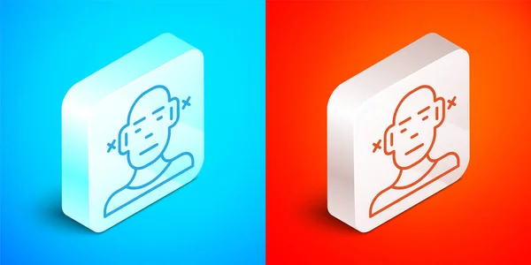 Isometric Line Deafness Icon Isolated Blue Red Background Deaf Symbol — Stock Vector