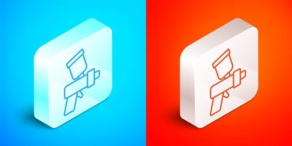 Isometric Line Paint Spray Gun Icon Isolated Blue Red Background — Stock Vector