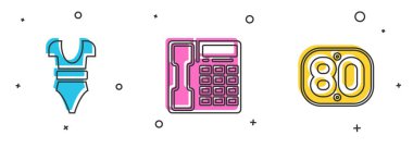 Mayo, telefon ahizesi ve 80 'lerin Retro simgesini ayarla. Vektör