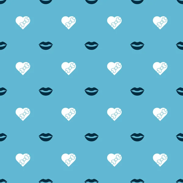 Set Lèvres Souriantes Boîte Forme Coeur Bonbons Sur Motif Sans — Image vectorielle
