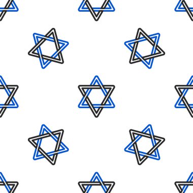 Davut 'un Çizgi Yıldızı simgesi beyaz arka planda kusursuz deseni izole etti. Yahudi dini sembolü. İsrail 'in sembolü. Renkli taslak konsepti. Vektör.