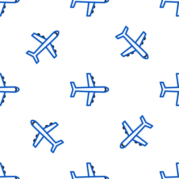 Linie Flugzeug Symbol Isoliert Nahtlose Muster Auf Weißem Hintergrund Fliegende — Stockvektor