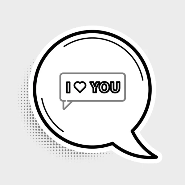 Line Speech Bubble Text Love You Icon Isolated Grey Background — Stock Vector