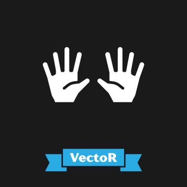 Siyah arka planda beyaz plastik eldiven ikonu var. Koruyucu lastik eldivenler. Vektör.