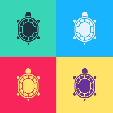 Pop Art Turtle simgesi renk arkaplanında izole edilmiş. Vektör.