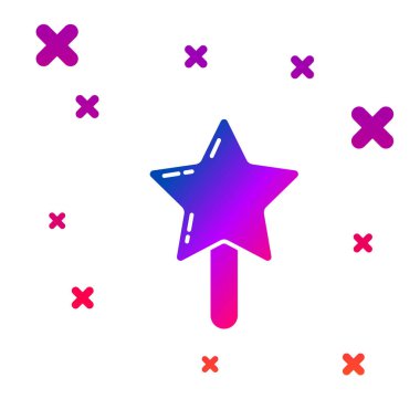 Renkli lolipop simgesi beyaz arkaplanda izole edildi. Şeker işareti. Yemek, lezzetli bir sembol. Kademeli rastgele dinamik şekiller. Vektör.