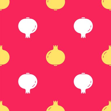 Sarı Nar simgesi kırmızı arkaplanda izole edilmiş. Garnet meyvesi. Vektör.