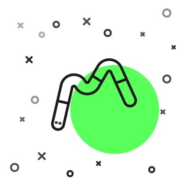 Siyah çizgi jöle solucanları beyaz arka planda izole edilmiş şeker ikonu. Vektör.