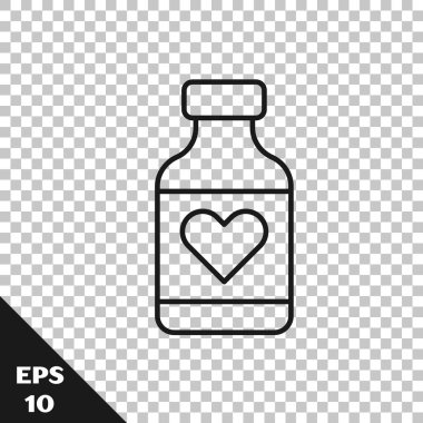 Şeffaf arkaplanda izole edilmiş siyah çizgi hap kapsül ikonu vitamin kompleksi. Sağlıklı bir yaşam tarzı. Vektör.