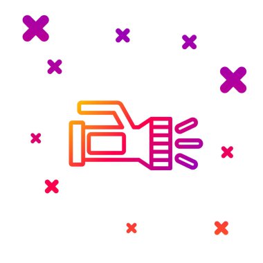 Beyaz arkaplanda izole edilmiş dalgıç simgesi için renk çizgisi el feneri. Su altı ekipmanları. Kademeli rastgele dinamik şekiller. Vektör.