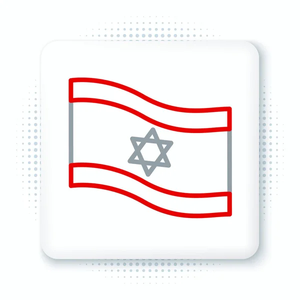 Línea Bandera Israel Icono Aislado Sobre Fondo Blanco Símbolo Patriótico — Archivo Imágenes Vectoriales