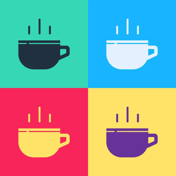 Pop Art Koffie Cup Pictogram Geïsoleerd Kleur Achtergrond Theekopje Warme — Stockvector