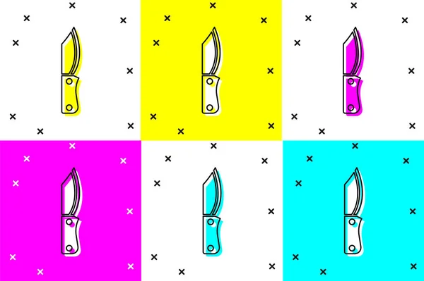 Set Icono Cuchillo Militar Aislado Sobre Fondo Color Vector — Archivo Imágenes Vectoriales