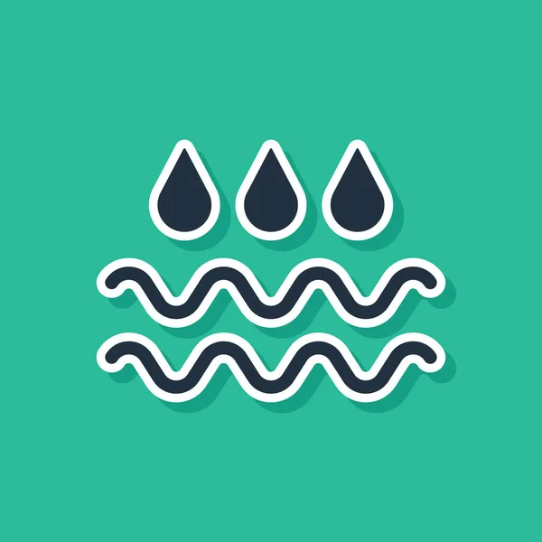 Blue Wave Water Drop Icon Isolated Green Background Vector — Stock Vector