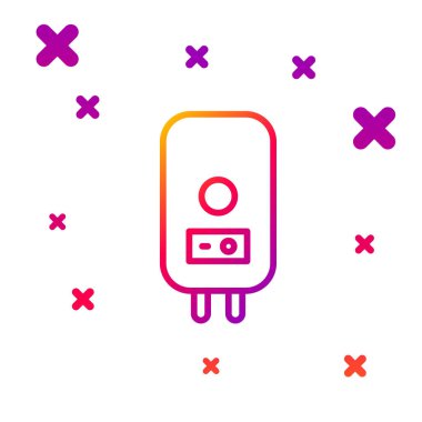 Su ikonunu ısıtmak için renkli elektrik kazanı beyaz arkaplanda izole edildi. Kademeli rastgele dinamik şekiller. Vektör.