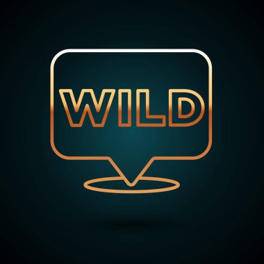 Altın çizgili işaret, koyu mavi arka planda izole edilmiş Vahşi Batı ikonu. Batı tabelası, mesaj panosu, yön bulma işareti. Vektör.