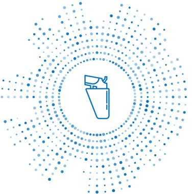 Tabanca kılıfındaki mavi çizgi tabancası beyaz arka planda izole edilmiş. Soyut çember rastgele noktalar. Vektör.