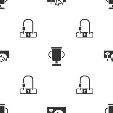 Bisikleti sokak rampasına, ödül kupasına bisikleti yerleştirin ve kusursuz desene kilitlenin. Vektör.