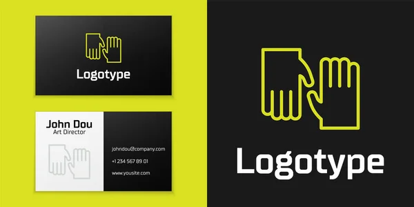 Línea Logotype Guantes Goma Icono Aislado Sobre Fondo Negro Señal — Vector de stock