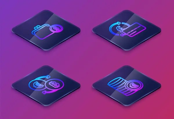 Set Isometric Line Wallet Coins Cryptocurrency Exchange Credit Card Coin — Archivo Imágenes Vectoriales