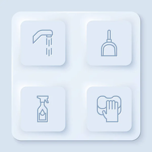 Set Line Shower Head Dustpan Cleaning Spray Bottle Service White — Stock Vector