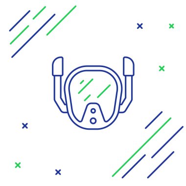 Çizgi Dalış Maskesi simgesi beyaz arkaplanda izole edildi. Olağanüstü bir spor. Su altı ekipmanları. Renkli taslak konsepti. Vektör.