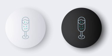 Gri arka planda izole edilmiş şampanya ikonu çizgisi. Mutlu Noeller ve mutlu yıllar. Renkli taslak konsepti. Vektör.