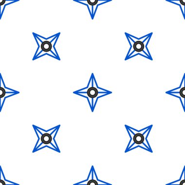 Japon çizgi ninja shuriken simgesi beyaz arka planda izole edilmiş kusursuz desen. Renkli taslak konsepti. Vektör.