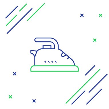 Elektrik hattı simgesi beyaz arkaplanda izole edildi. Buhar ütüsü. Renkli taslak konsepti. Vektör.