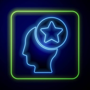 Parlayan neon ABD Başkanı simgesi mavi arkaplanda izole edildi. Amerika Birleşik Devletleri. Bağımsızlık Günü. Vektör.