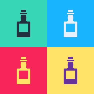 Pop Art Tekila şişesi ikonu renk arkaplanında izole edilmiş. Meksika alkolü. Vektör.