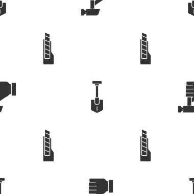 Çekiç, Kürek ve Kırtasiye bıçağını kusursuz desene ayarlayın. Vektör.