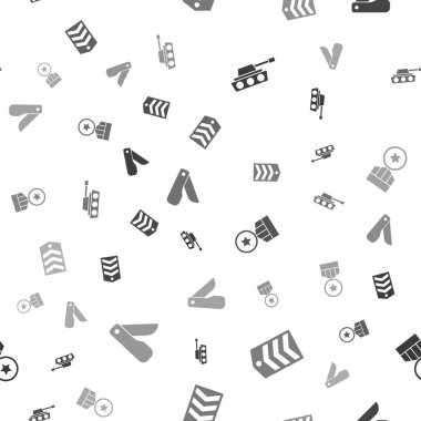 Askeri tank, Chevron, ödül madalyası ve İsviçre çakısı. Vektör.