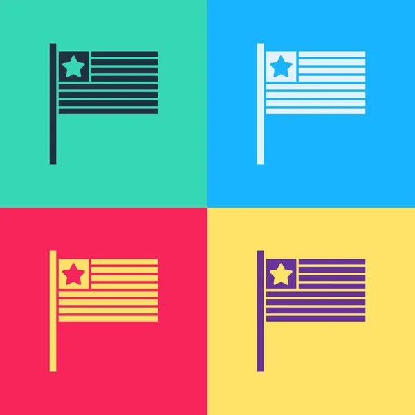 Поп Арт Икона Американского Флага Выделена Цветном Фоне Флаг Сша — стоковый вектор
