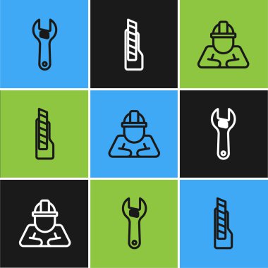 Hat ayarlanabilir anahtar, İnşa ve Kırtasiye bıçak ikonu. Vektör.