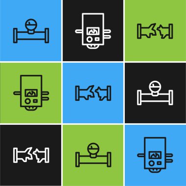 Hat sanayi borusu ve manometre, Kırık ve Gaz kazanının simgesi. Vektör.