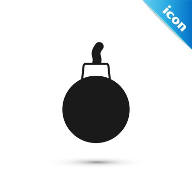 Gri Bomba, beyaz arka planda izole edilmiş ikonu patlatmaya hazır. Vektör