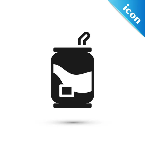 Grey Soda Can Icon Isolated White Background Vector — Stock Vector