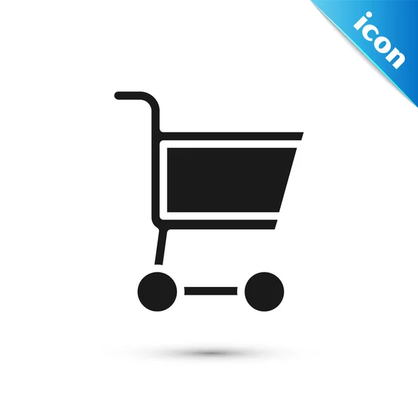 Icono Gris Carrito Compras Aislado Sobre Fondo Blanco Concepto Compra — Archivo Imágenes Vectoriales