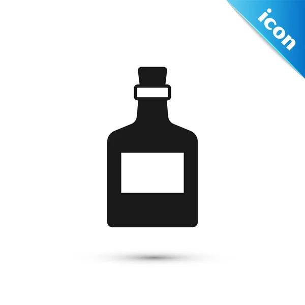 Grey Alkohol Nápoj Rum Láhev Ikona Izolované Bílém Pozadí Vektor — Stockový vektor