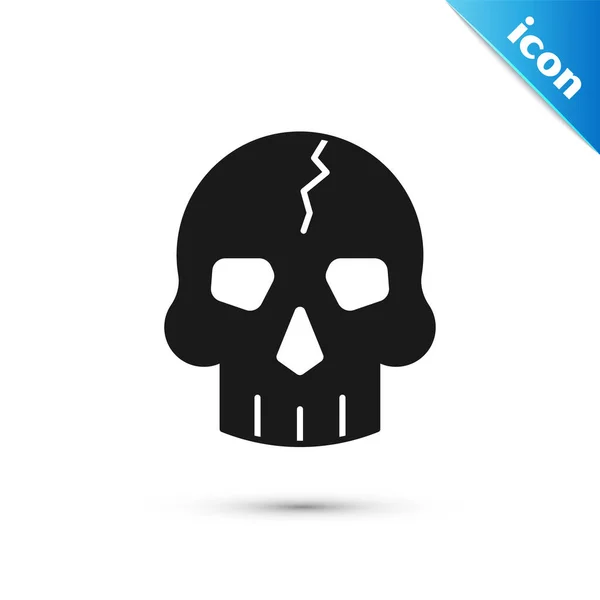 Grey Skull Icon Isolated White Background Pirate Captain Happy Halloween — Stock Vector