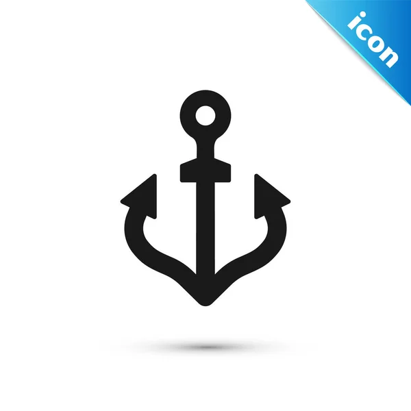 Icona Grey Anchor Isolata Sfondo Bianco Vettore — Vettoriale Stock