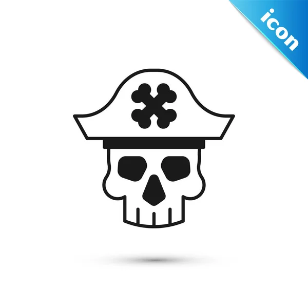 Grey Pirate Captain Icon Isolated White Background Vector — Stock Vector