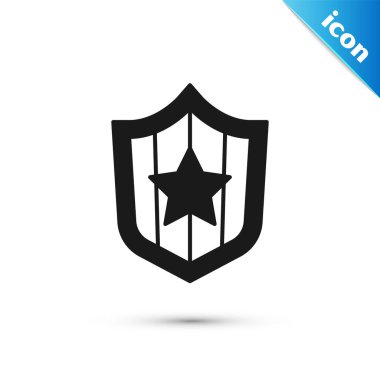 Beyaz arkaplanda izole edilmiş yıldız ve şerit ikonlu gri kalkan. Amerika Birleşik Devletleri bayrağı. 4 Temmuz. ABD Bağımsızlık Günü. Vektör