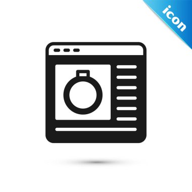 Gri Mücevher çevrimiçi alışveriş simgesi beyaz arka planda izole edildi. Vektör