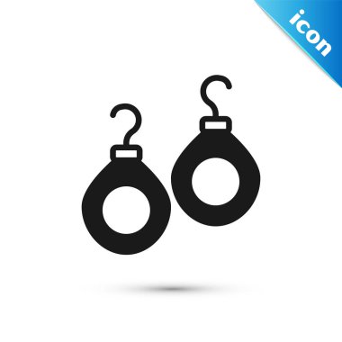 Gri küpeler ikonu beyaz arkaplanda izole edilmiş. Mücevher aksesuarları. Vektör