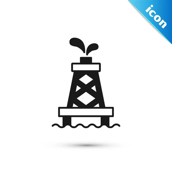 Icona Grey Oil Rig Isolata Sfondo Bianco Torre Servizio Oggetto — Vettoriale Stock