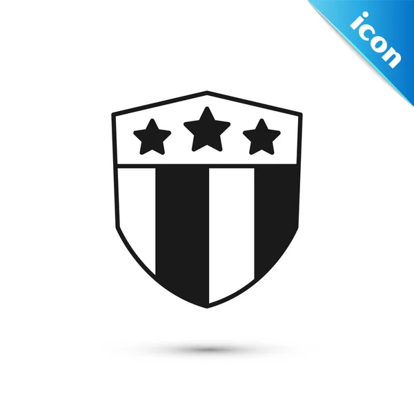 Grey Shield Stars Stripes Icon Isolated White Background United States — Stock Vector